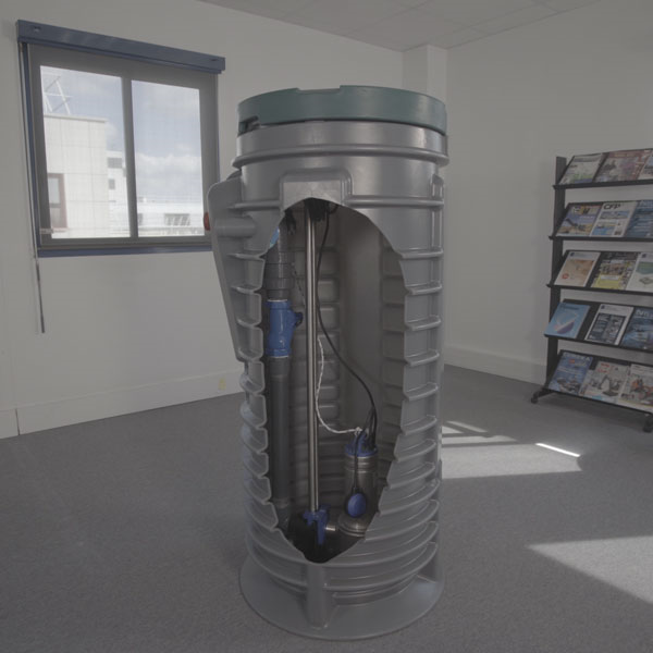 Station de relevage eaux usées à enterrer 1 pompe pour maison individuelle - Flygt Micro 8 PA DXVM 50-7 - Puissance 0,75 kW
