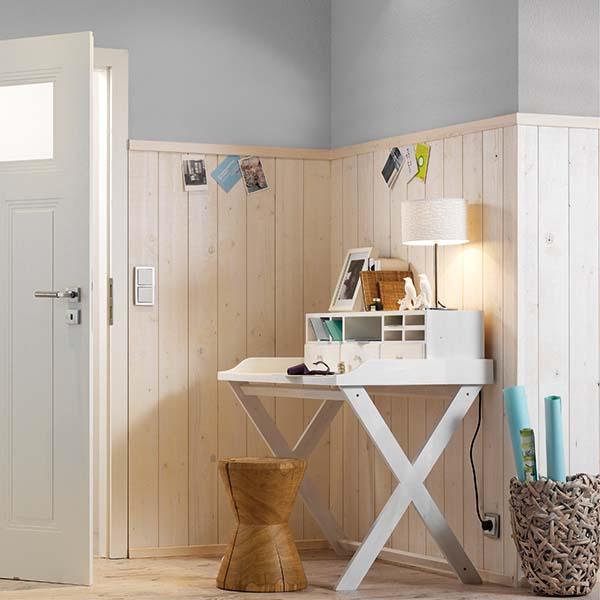 Lambris intérieur en Sapin du Nord scié fin ELOS - Blanc écume - 13,6 CMx1.2 CM - L.2.65 M