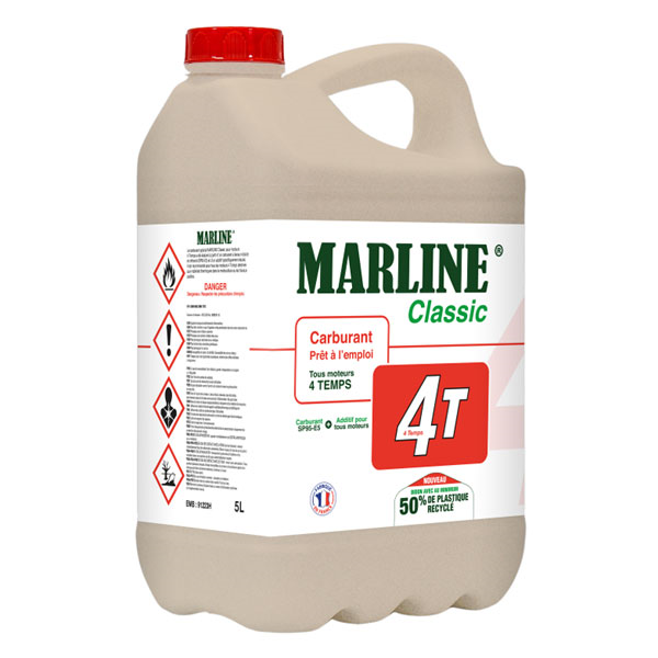 Carburant prêt à l'emploi pour moteurs 4 temps - Marline Classic 4T - Super carburant 95E5 + additif - Bidon de 5 litres