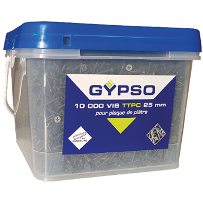 Vis TTPC Gypso pour fixation plaques de plâtre - 3,5 MM x 25 MM - seau de 10000