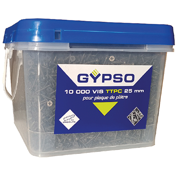Vis TTPC Gypso pour fixation plaques de plâtre - 3,5 MM x 25 MM - seau de 10000