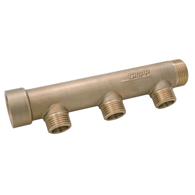 Collecteur robinetterie pour tube PER et multicouche MF 20 x 27 - 5 Départs M 15 x 21 - Laiton