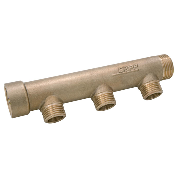 Collecteur robinetterie pour tube PER et multicouche MF 20 x 27 - 5 Départs M 15 x 21 - Laiton