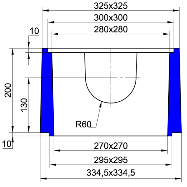 Rehausse en béton pour boîte d'eau pluviale à joints de dimensions intérieures 25x25 CM - hauteur 20 CM