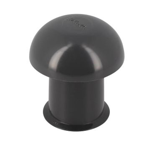 Chapeau de ventilation rond Nicoll - Diamètre 80 mm - Sortie 40 mm - Sans moustiquaire - PVC anti-UV - Gris anthracite