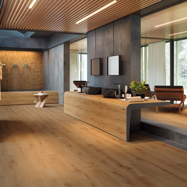 Carrelage intérieur en grès cérame rectifié effet bois Exence - 120,0 CM x 20,0 CM - ép. 9,00 MM - Amber