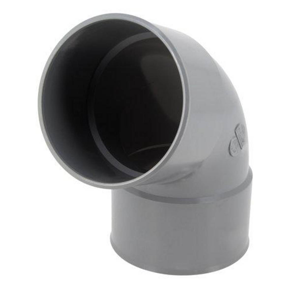 Coude PVC à coller Femelle - Femelle 67° Diamètre 100 mm coloris gris