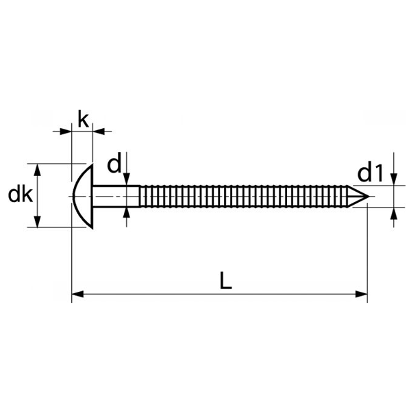 Pointe annelée tête bombée en acier inoxydable A4 filetage total - 2.5x45mm - boîte de 1kg