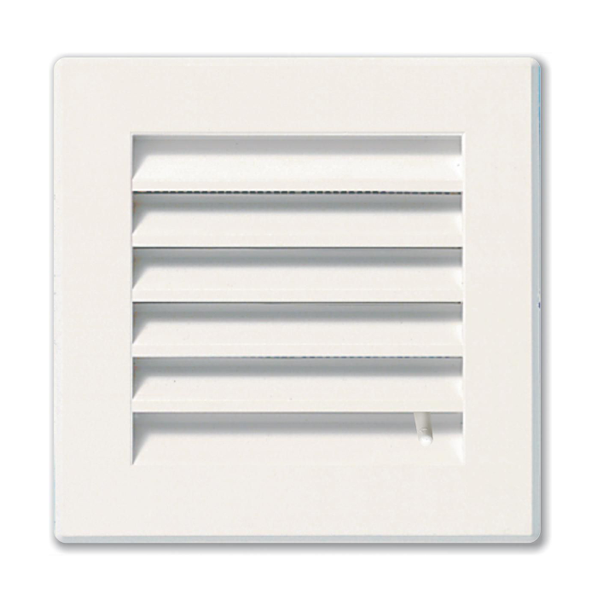 Grille de ventilation réglable en plastique renforcé avec moustiquaire - 140 x 140 mm - Blanc