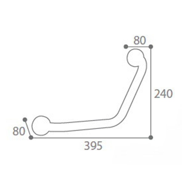 Barre de relèvement coudée Rossignol Biska pour sanitaires - inox 304 blanc - 395 x 240 mm - 150 kg max