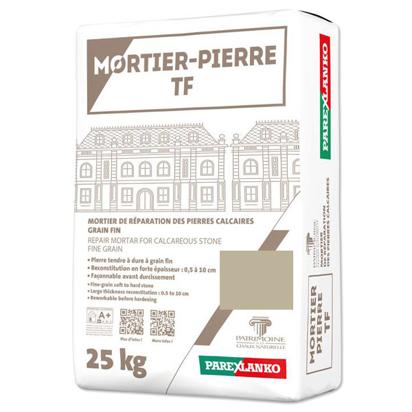 Mortier de réparation des pierres calcaires 0,5 à 10 cm - Mortier Pierre TF Parex - Angers - Sac de 25 KG