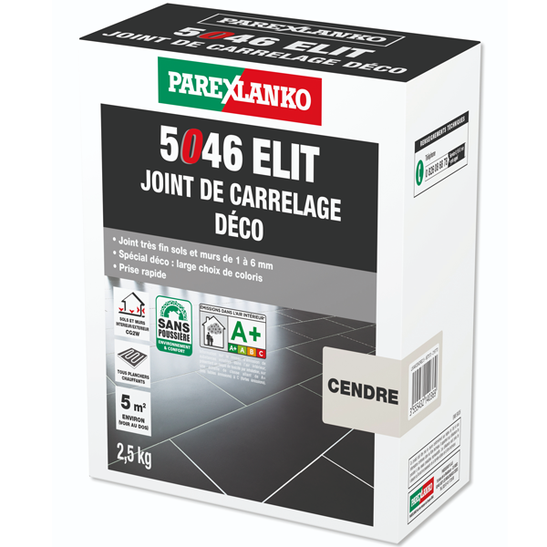 Joint de carrelage déco - 5046 Elit - sol et mur joints de 1 à 6 mm - Cendre Sac de 2,5 KG