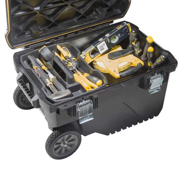 Coffre de chantier étanche et roulant avec poignée - Contenance 90 litres - Stanley