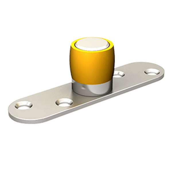 Guide du bas sur platine inox à visser  Mantion 1099XA2 avec olive en laiton pour profil U de 30x30 mm