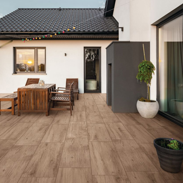 Carrelage extérieur antidérapant imitation bois - Woodmania - Honey - 120 CM x 40 CM - Ép.20 MM