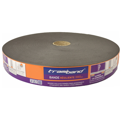 Bande en mousse adhésive pour isolation phonique des planchers Tramiband SP - 50 x 3 mm - 30 m