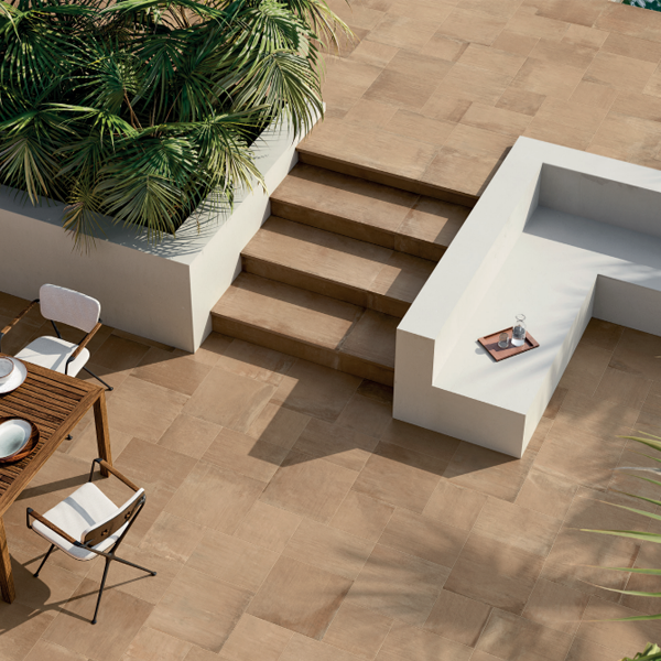 Carrelage extérieur en grès cérame rectifié effet terre cuite Fireclay Grip - 48,1 CM x 48,1 CM - ép. 8,00 MM - Beige