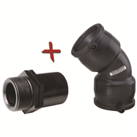 COUDE 45 ES DE TRANSITION FILETAGE PE100-PN16 50 X 1.1/2