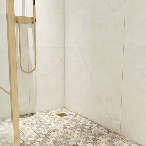 Carrelage mosaïque céramique antidérapante - 5 x 5 cm - Bali - plaque de 30,6 x 30,6 cm - Beige