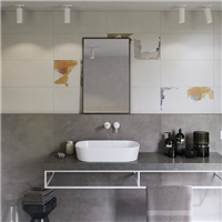 Faïence salle de bain effet béton ciré en grès cérame émaillé rectifié - Betonico - 60,0 CM x 30,0 CM - ép. 8,00 MM - Blanc gris