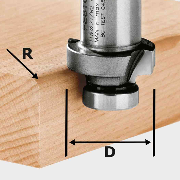 Fraise à moulurer HW R4-OFK 500 pour affleureuse OFK 500 - Ø 27 mm - Rayon 4 mm