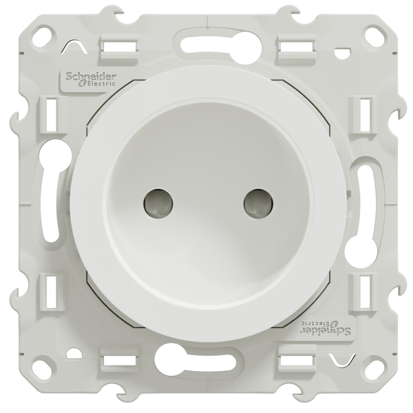 Prise de courant 2P sans terre Schneider Odace avec support de fixation à visser - blanc - 16 A - 250 V