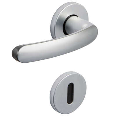 Ensemble poignée de porte à clé en L avec rosace 6600 Vachette Budget - argent - carré 7 mm