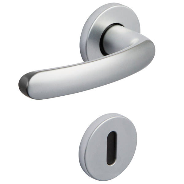 Ensemble poignée de porte à clé en L avec rosace 6600 Vachette Budget - argent - carré 7 mm