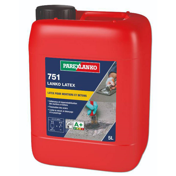 Résine d'accrochage pour mortiers et bétons - Lanko Latex 751 - bidon de 5 Litres