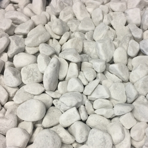 Gravillon décoratif roulé blanc de Carrare - granulométrie de 15 à 25 mm - Sac de 25 kg