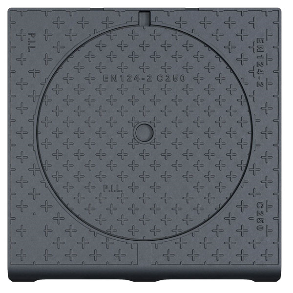 Avaloir en fonte C250 Profil T avec tampon amovible B125 à surface antidérapante - 800 x 830 mm - ⌀642 mm