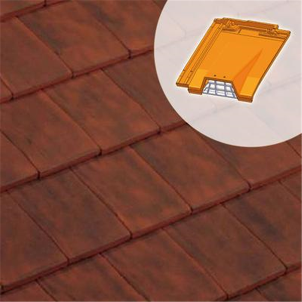 Tuile chatière en terre cuite - Giverny PV - avec grille de section 35 cm² - Vieilli Bourgogne