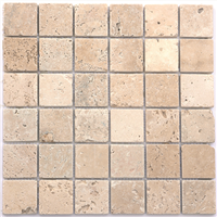 Mosaïque pierre naturelle calcaire TRAVERTIN - Light mix - 4,8 x 4,8 cm - Plaque 30 CM x 30 CM - Ép.10 MM