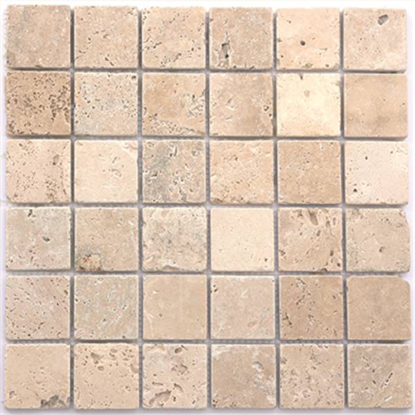 Mosaïque pierre naturelle calcaire TRAVERTIN - Light mix - 4,8 x 4,8 cm - Plaque 30 CM x 30 CM - Ép.10 MM