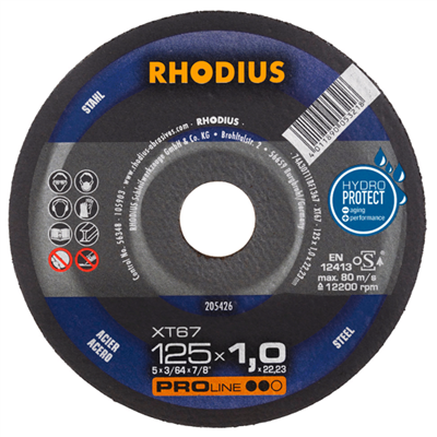 Disque à tronçonner acier XT67 Rhodius extrat mince 125 x 1.0 x 22.23 mm