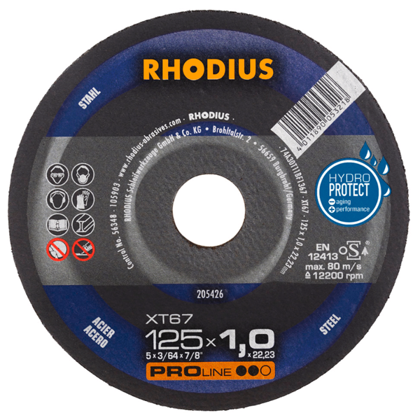 Disque à tronçonner acier XT67 Rhodius extrat mince 125 x 1.0 x 22.23 mm
