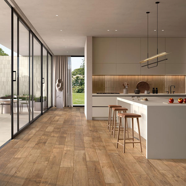 Carrelage intérieur effet bois en grès cérame émaillé - Nodis - 120 x 20 cm - ép. 9 mm - Natural