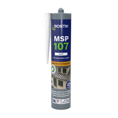 Mastic multi-usages colle et joint - Bostik MSP 107 Gris - cartouche 290 MLT