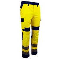 Pantalon de travail homme haute visibilité jaune/marine multipoches et bandes rétroréfléchissante - Hibana II - Taille 3XL