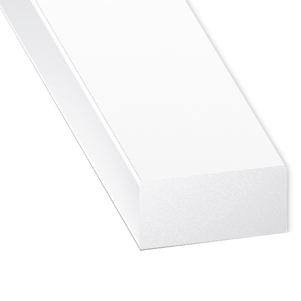 Profilé rectangulaire en PVC blanc - largeur 10 mm - hauteur 4 mm - longueur 1 mètre