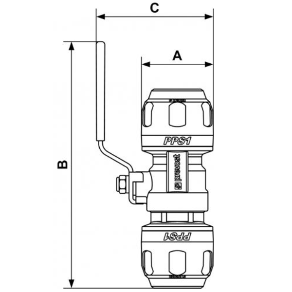 Vanne Prevost PPS1 RSI16 pour tube d'air comprimé de diamètre extérieur 16 mm - 0 à 16 bar