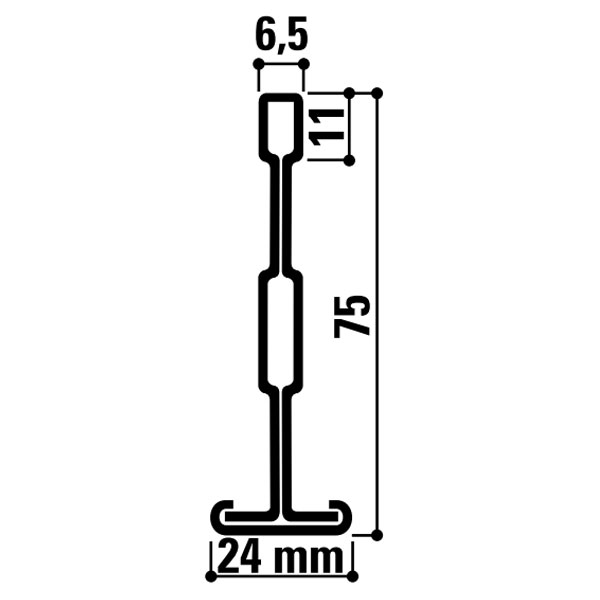 Profilé porteur plafond suspendu - Chicago Metallic T24 universal Longspan 8280 - 75,00 MM x 24 MM - L.3,60 M - Noir mat 88