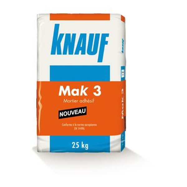 Mortier adhésif pour complexes d'isolation thermique intérieurs - Knauf MAK 3  - sac de 25,00 KG