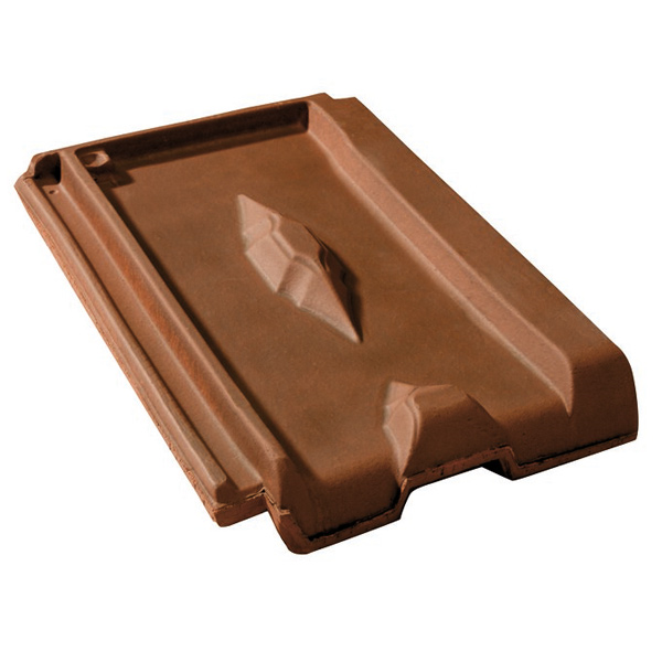 Tuile Losangée Héritage en terre cuite - BMI Monier - grand moule à faible relief - 43.5 x 25.5 cm - Brun Rustique
