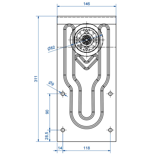 Monture galet flasque acier pour porte coulissante sur rail capacité 100 kgs