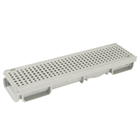 Caniveau bas pour piscine - Grille piétonne - Longueur 500 mm - Largeur 130 mm - PVC - Gris