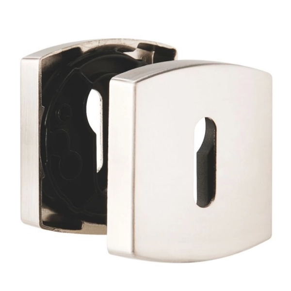 Rosace de porte carrée clé en L - zamak finition chrome velours - Vachette 6425 - compatible Muze Artis et Scult