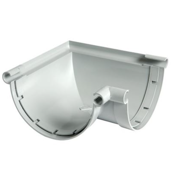 Angle de gouttière Nicoll - Demi-rond de 33 - Angle 90° - Longueur 235 mm - Techtan - Gris clair