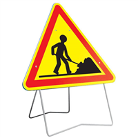 Panneau avertissement triangulaire pour routes normales - Danger chantier - AK5 - Classe T1