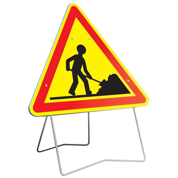 Panneau avertissement triangulaire pour routes normales - Danger chantier - AK5 - Classe T1